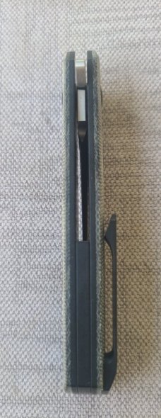 Jared Oeser F22 Flipper by Reate..4.5 clsd..Micarta..Black PVD accents...M390 