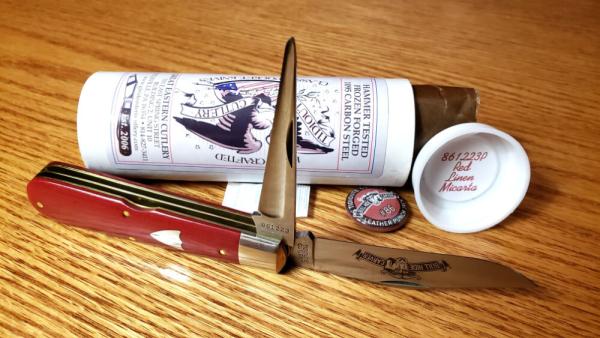 Great Eastern Cutlery 861223P Red Linen Micarta Jack Knife with Punch. 1095 Carbon Steel New in Tube