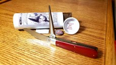 Great Eastern Cutlery 861223P Red Linen Micarta Jack Knife with Punch. 1095 Carbon Steel New in Tube