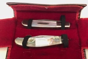 American Blade Collectors Association 1986 Collectors 2 Knife Set Parker Edwards Damascus