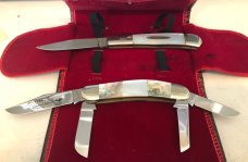 American Blade Collectors Association 1986 Collectors 2 Knife Set Parker Edwards Damascus