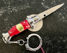 Miniature Switchblade Keychain 3.5 Inch Fishtail Knife, Made In China, Unused
