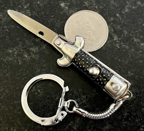 Miniature Switchblade Keychain Knife, Made In Hong Kong, With Keychain, Unused