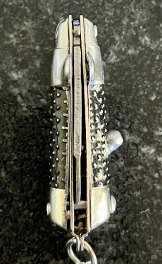 Miniature Switchblade Keychain Knife, Made In Hong Kong, With Keychain, Unused