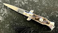 Miniature Italy Switchblade Keychain Knife, INOX Mark, Great Stag, Original Box, New