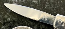Rare Miniature Italy Switchblade Keychain Knife, Metal Gun, PATENT over INOX Mark, Unused