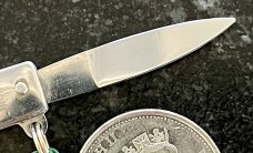 Rare Miniature Italy Switchblade Keychain Knife, Metal Gun, PATENT over INOX Mark, Unused