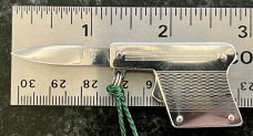 Rare Miniature Italy Switchblade Keychain Knife, Metal Gun, PATENT over INOX Mark, Unused
