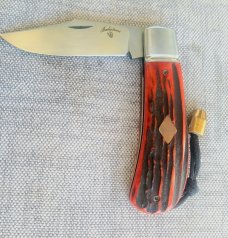 Vincenzo Balistreri Amber cured Sambar Stag Lanny..4" closed...Aebl..lanyard..coa/slip