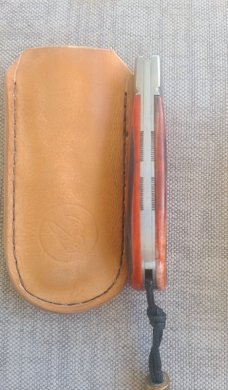 Vincenzo Balistreri Amber cured Sambar Stag Lanny..4" closed...Aebl..lanyard..coa/slip