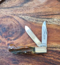 2 1/2" Parker Imai Japan 2 blade Barlow  knife, Eagle Brand Cutlery, Thick Stag