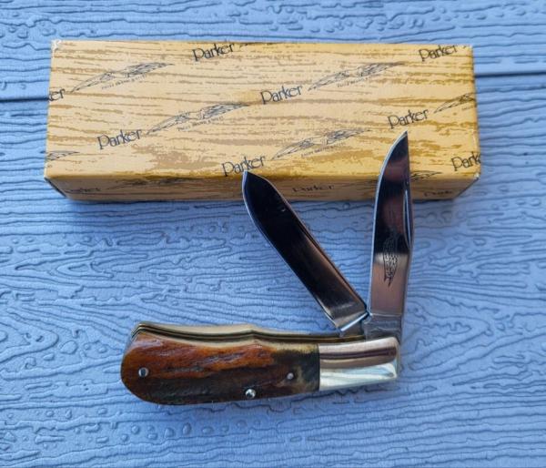 2 1/2" Parker Imai Japan 2 blade Barlow knife, Eagle Brand Cutlery, Thick Stag 2 1/2" Parker Imai Japan 2 blade Barlow knife, Eagle Brand Cutlery, Thick Stag