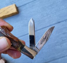 2 1/2" Parker Imai Japan 2 blade Barlow  knife, Eagle Brand Cutlery, Thick Stag