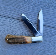 2 1/2" Parker Imai Japan 2 blade Barlow  knife, Eagle Brand Cutlery, Thick Stag
