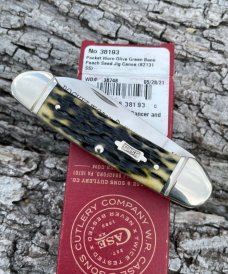 CASE XX ** 2021 OLIVE GREEN 25th ANNIVERSARY POCKET WORN CANOE