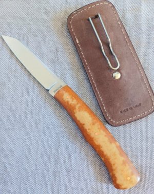 Jeffery Mitchell Fixed Native..Cheddar Westinghouse Micarta..4" handle..3" A2..7.25 oal.clip slip