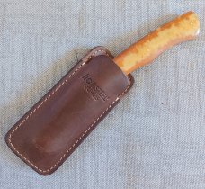 Jeffery Mitchell Fixed Native..Cheddar Westinghouse Micarta..4" handle..3" A2..7.25 oal.clip slip