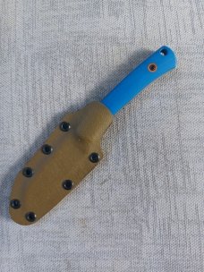 Tracy LaRock Native Fixed ..W2 and Blue G10 ..2.5" blade and 3.5" Hamon...Kydex Sheath 