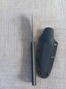 Tracy LaRock Native Fixed..W2 and Black G10 scales..2.5" blade and 3.5 handle..Hamon.Kydex Sheath 