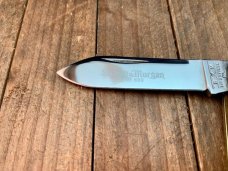 Schatt and Morgan Split Back Spring Whittler Amber Peach Seed Jigged Bone 2003