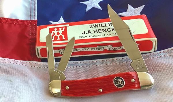 Vintage J A Henckels Whittler Pocket Knife with Beautiful (AULF) Red Pick Bone Handles Vintage J A Henckels Whittler Pocket Knife with Beautiful (AULF) Red Pick Bone Handles
