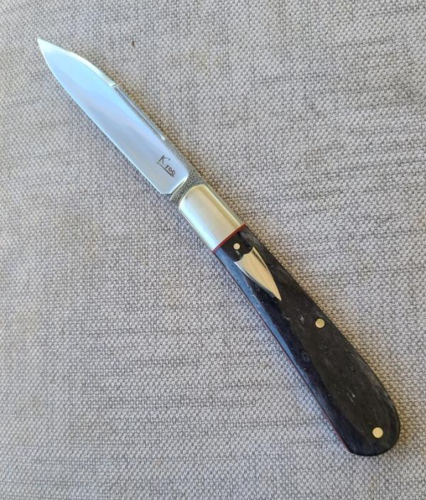 K'roo Black Kudu Bone Zulu...N690..3.75 closed..bolsters and shield..coa and slip 
