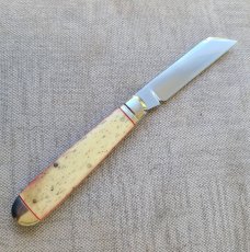 VA SALE K'roo Bleached Kudu Bone Sheepsfoot English Jack..Rwl34. .4.25..caps & bolsters..coa & slip 