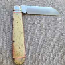 VA SALE K'roo Bleached Kudu Bone Sheepsfoot English Jack..Rwl34. .4.25..caps & bolsters..coa & slip 