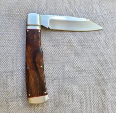 K'roo Custom Native Knife..4"..Desert Ironwood...rwl34. Filework..red G10 spacers/liners..coa/slip