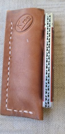 K'roo Custom Native Knife..4"..Desert Ironwood...rwl34. Filework..red G10 spacers/liners..coa/slip