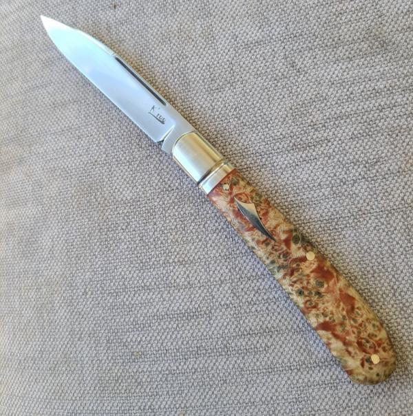 SALE K'roo Dyed Maple Burl Zulu..Rwl34. .3.75..fluted bolsters..Fang shield..coa & slip SALE K'roo Dyed Maple Burl Zulu..Rwl34. .3.75..fluted bolsters..Fang shield..coa & slip