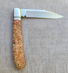 SALE K'roo Dyed Maple Burl Zulu..Rwl34. .3.75..fluted bolsters..Fang shield..coa & slip 