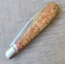 SALE K'roo Dyed Maple Burl Zulu..Rwl34. .3.75..fluted bolsters..Fang shield..coa & slip 