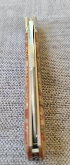 SALE K'roo Dyed Maple Burl Zulu..Rwl34. .3.75..fluted bolsters..Fang shield..coa & slip 