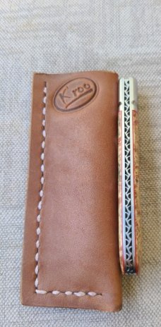 SALE K'roo Dyed Maple Burl Zulu..Rwl34. .3.75..fluted bolsters..Fang shield..coa & slip 