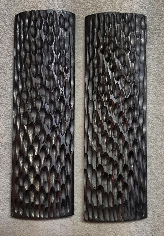 Amber Peachseed Jigged Bone Handle Blanks Pair Amber Peachseed Jigged Bone Handle Blanks Pair