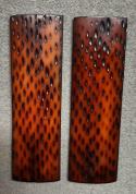 Pocket-worn Amber Peachseed Jigged Bone Handle Blanks Pair 