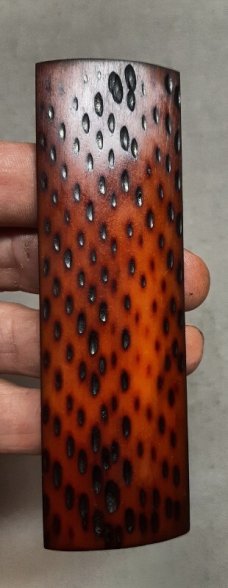Pocket-worn Amber Peachseed Jigged Bone Handle Blanks Pair 