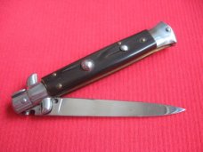 Older "INOX" Italian 9" Dark Horn Switchblade Knife.