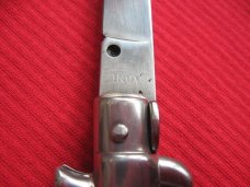 Older "INOX" Italian 9" Dark Horn Switchblade Knife.