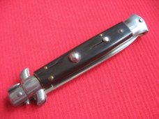 Older "INOX" Italian 9" Dark Horn Switchblade Knife.