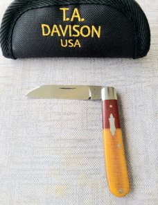 T A Davison Swayback Wharnie .3.75"..Micarta bolsters & scales...Cpm154..jeweled liners..#2374..New 
