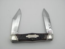 Case Classic Center Swell Moose #62046J: 1990, 3 5/8” closed, brown jigged bone handles