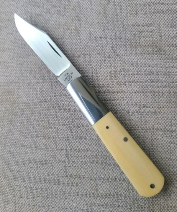 T.A Davison Clip Barlow..Cpm154..Westinghouse Ivory Micarta...3 5/8" cld..#2382..pouch..coinedged