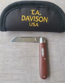 T A Davison Sheepsfoot Straight Jack...3 3/8..Canvas Micarta scales...Cpm154..jeweled liners..#1260