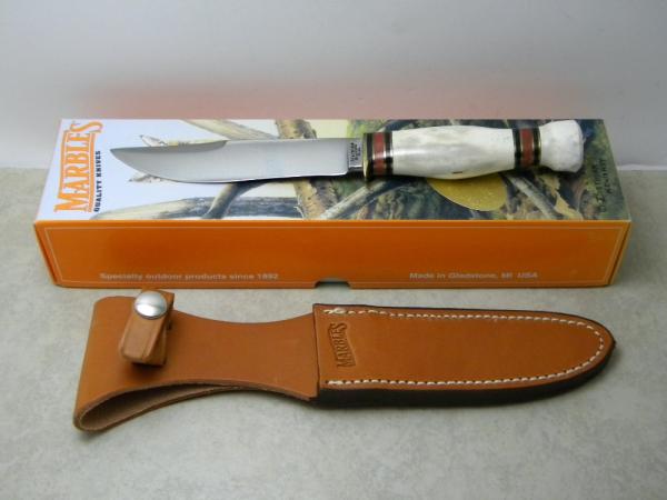 Marbles Gladstone Mich. USA Stag/Stag Expert Fixed Blade Sheath Knife in Box