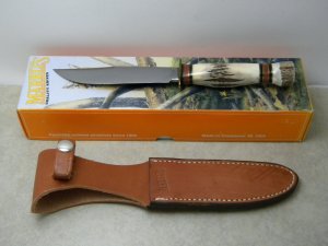 Marbles Gladstone Mich. USA Stag/Stag Expert Fixed Blade Sheath Knife in Box