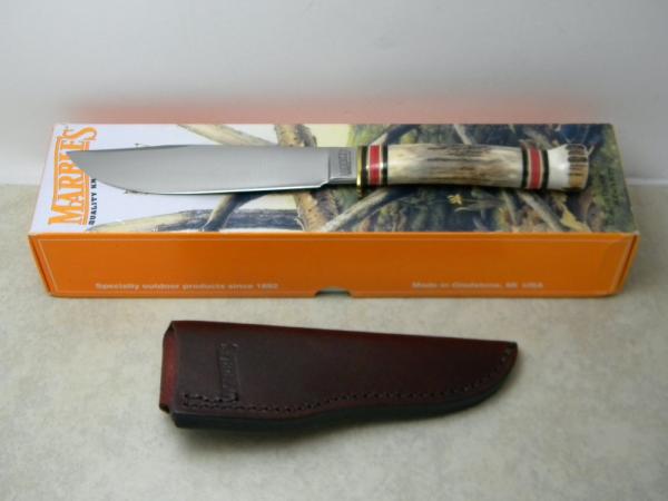 Marbles Gladstone Mich. USA Stag/Stag Expert II Fixed Blade Sheath Knife in Box