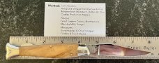 Vintage Falcon ITALY 8 Inch Lockback Fish Shape Folding Knife, Olive Wood Handle, Unused 