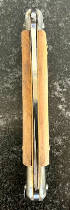 Vintage Falcon ITALY 8 Inch Lockback Fish Shape Folding Knife, Olive Wood Handle, Unused 